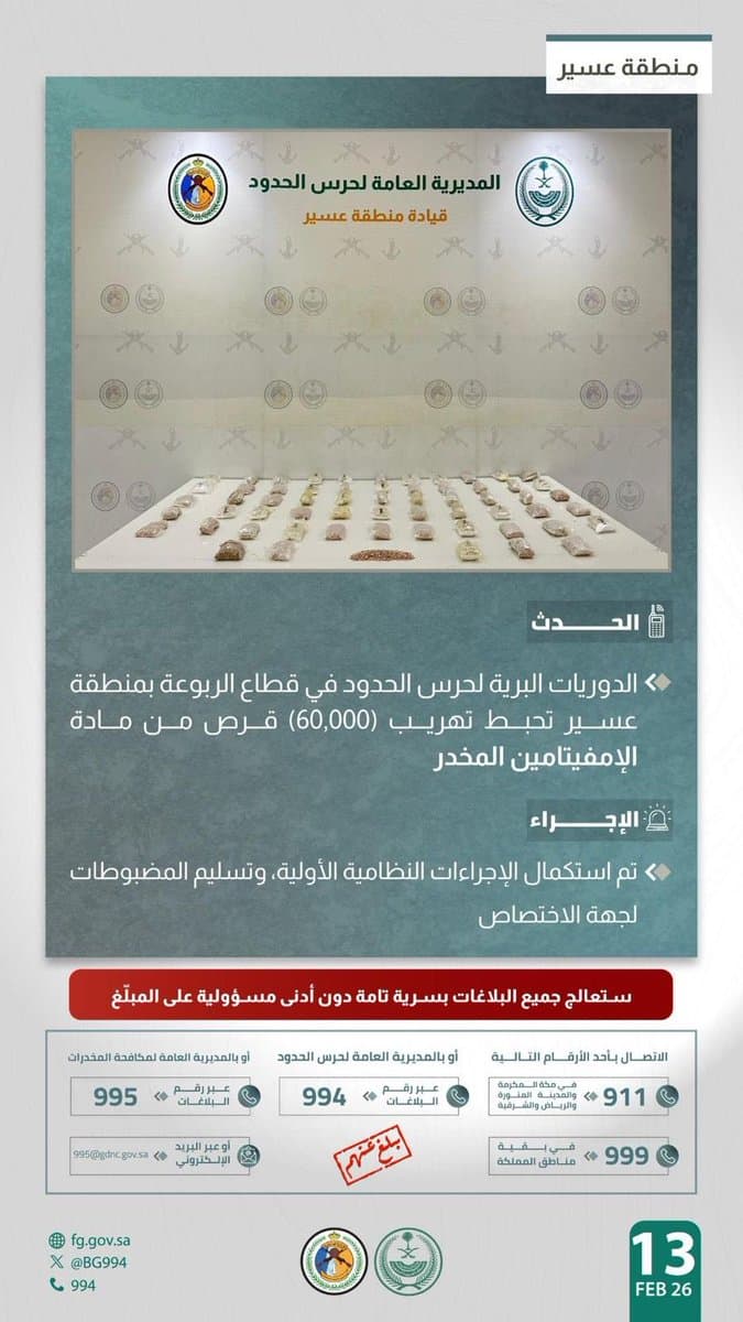 إحباط تهريب حبوب وأقراص مخدرة وتنظيمية